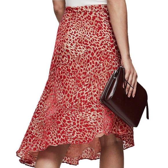 Reiss Neelam Burn-Out Detail Midi Flared Skirt - Picture 3 of 14